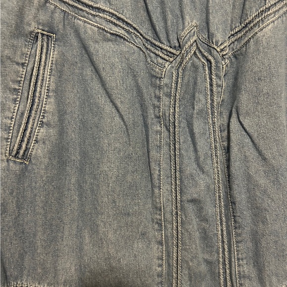 ebossy Elastic Waist Frayed Hem 
Distressed Maxi Denim Skirt Size X-Large - Picture 2 of 5